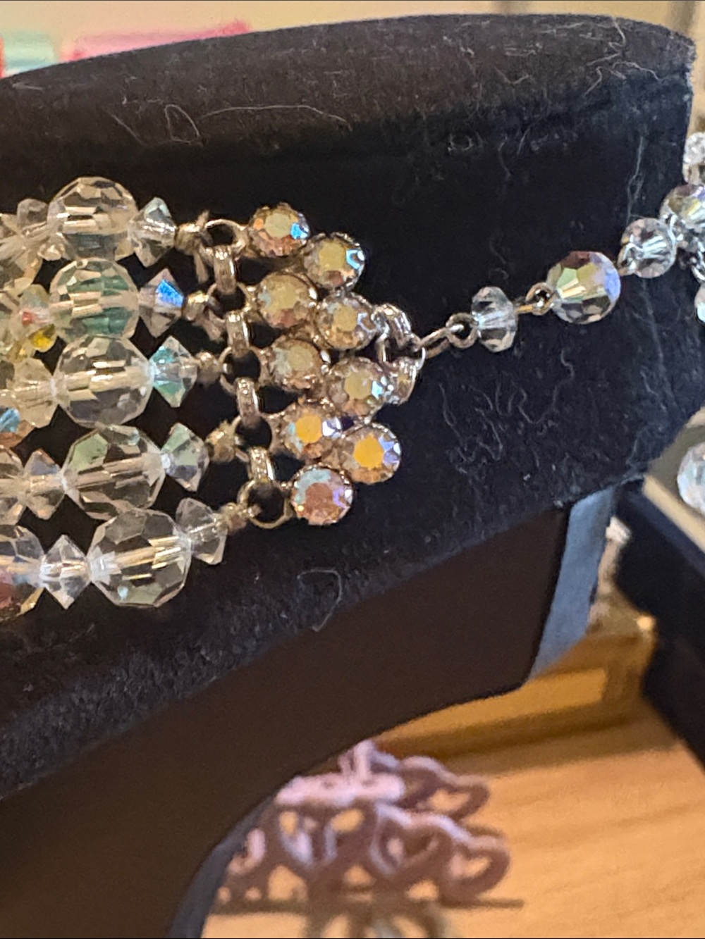 Vintage Continental aurora borealis Crystal necklace - Picture 5 of 8